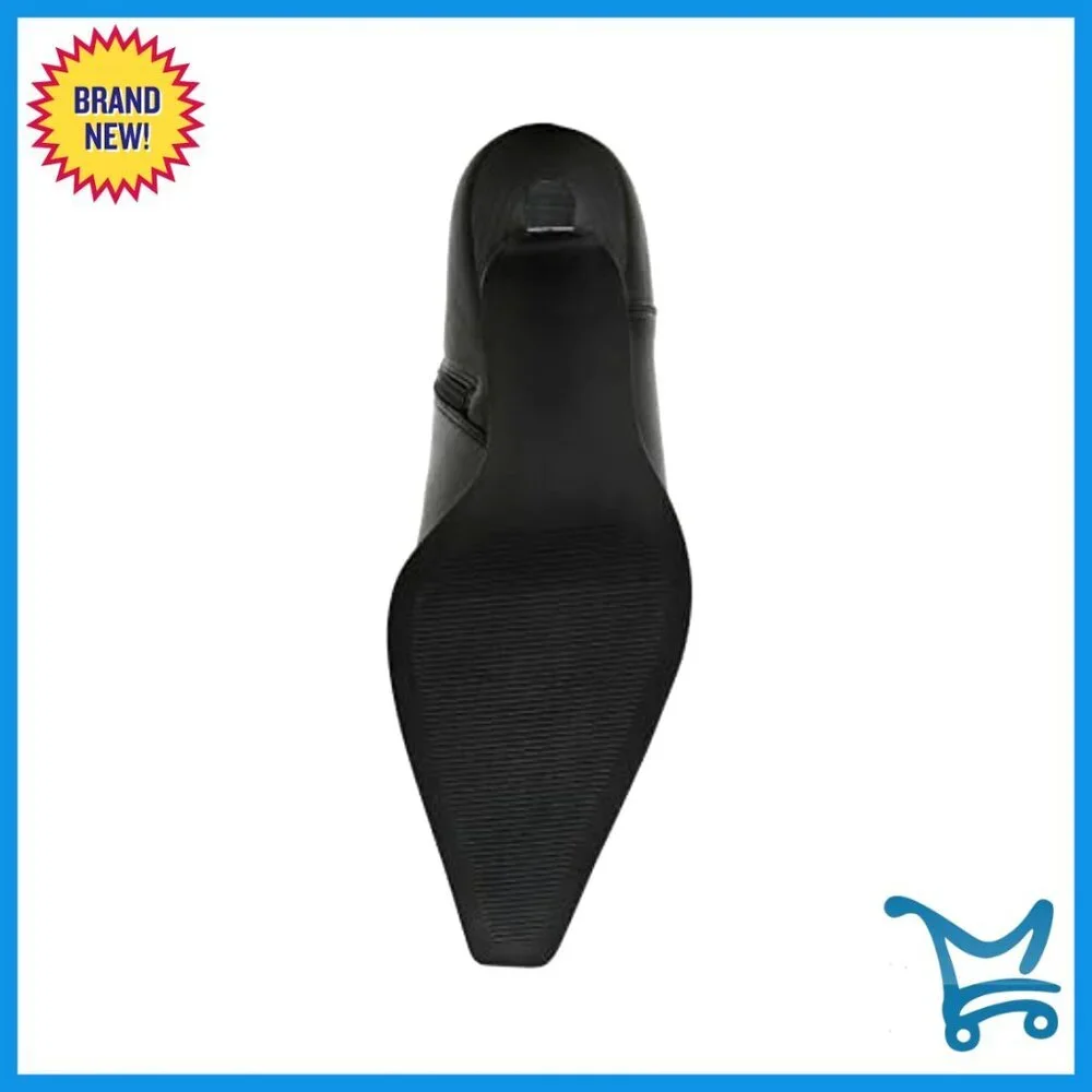 Black Ankle Boots with Kitten Heel, Zip Closure, Rubber Sole
